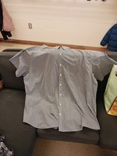 Van Heusen Flex Dress Shirt Men's 21-21 1/2 Short Sleeve Green Plaid
