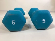 Pair of 5 lb Green Neoprene Dumbbells Unbranded Total 10 lbs Good Used Condition