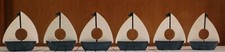 6 Vintage SAILBOAT Napkin Rings - matching painted wood . 4 H 4" W