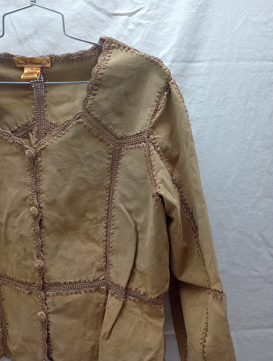 Suede Essentials Brown Patchwork Button Shirt Jac… - image 5