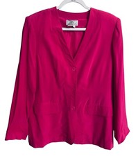 Vintage Womens Boutique Festival Chunky Hot Pink 100 Silk Blazer Jacket - M