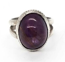 Star Ruby Large domed natural red ruby sterling silver vintage ring size 9