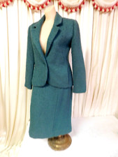 Vintage Green Nubby Acrylic Skirt  Jacket Suit Waist 29" 