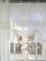 Raff Gardine Lara Weiß 80X120 Cm Spitze Volant Bestickt Vintage Landhaus Shabby