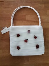 %%%% Brauttasche Braut Tasche Creme m. Rosen z. Brautkleid Hochzeit Handtasch