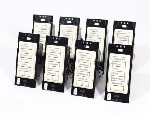 (Lot of 8) Lutron STRD-6BRL 7 Button Keypad - Almond