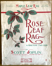 1907 SCOTT JOPLIN ROSE LEAF RAG ragtime piano solo sheet music DALY MUSIC BOSTON