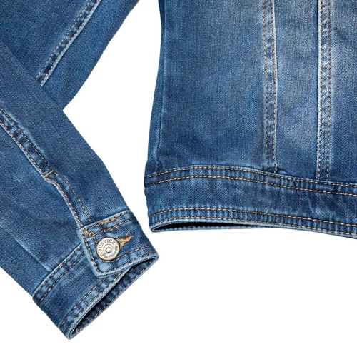 Justice Girls Denim Jean Jacket Stretch Classic Medium Wash Button Close Sz 8 10 - Picture 5 of 10