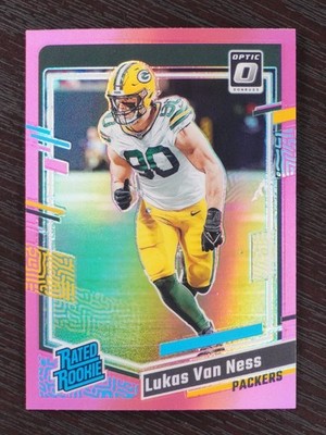 2023 Panini Donruss Optic Lukas Van Ness Pink Prizm Rated Rookie RC #240