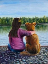 Hand Paint Oil Painting on the Canvas "Friends" 12x16"