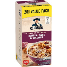 Quaker, Instant Oatmeal, Raisin, Date  Walnut, 1.30 oz, 20 Packets