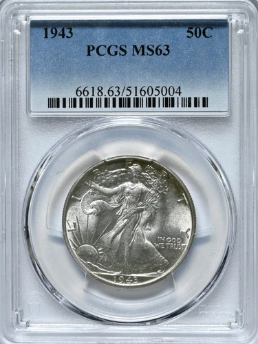 1943 50C Walking Liberty Half Dollar PCGS Graded MS63 Silver Coin #6618