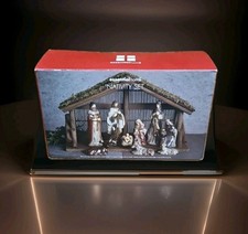 Ceramic Nativity Set With Wood