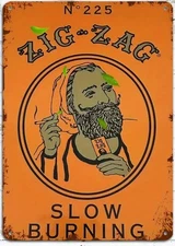 Zig Zag Slow Burning- Metal Sign, 12 * 8 Inch Antique Wave Slow Burning Art. NEW