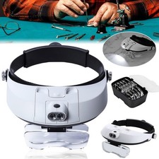 LED Stirnlupe Kopfbandlupe Brillenlupe Uhrmacherlupe Leuchtlupe Kopf Lupenbrille
