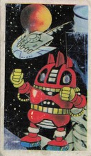Vintage Japanese Menko Red Robot Sci-Fi Quiz Card