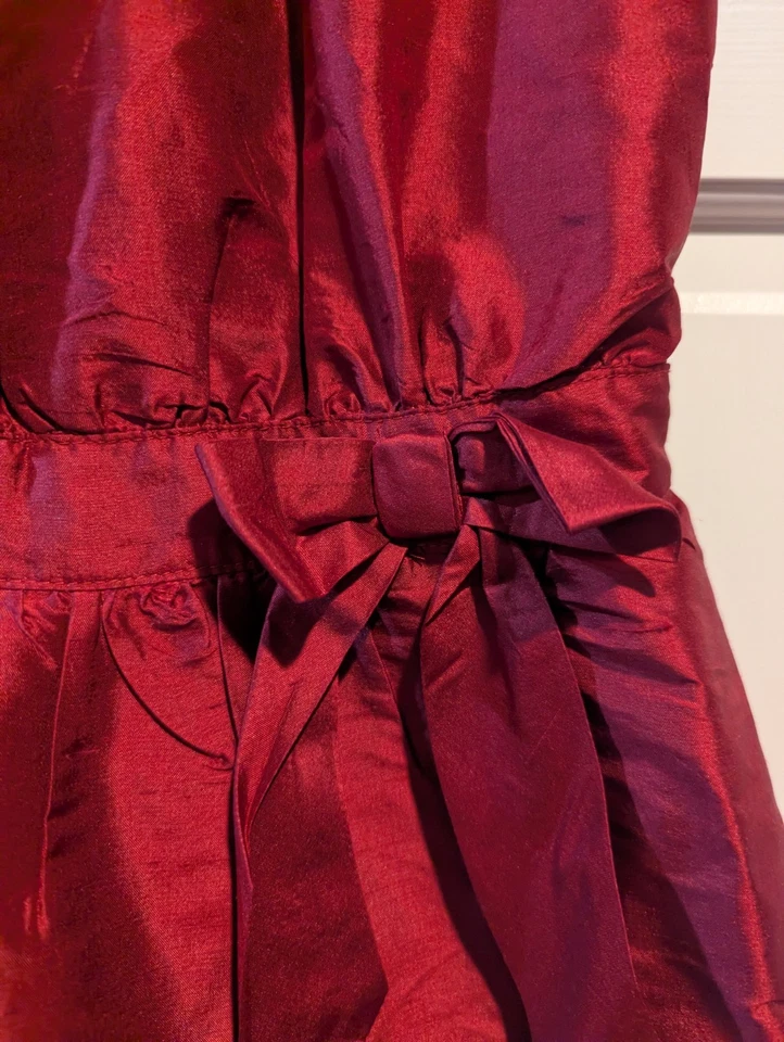 JANIE & JACK UPTOWN HOLIDAY Talla 8 ROJO Roseta Seda Vestido Navidad  Foto 3 de 4