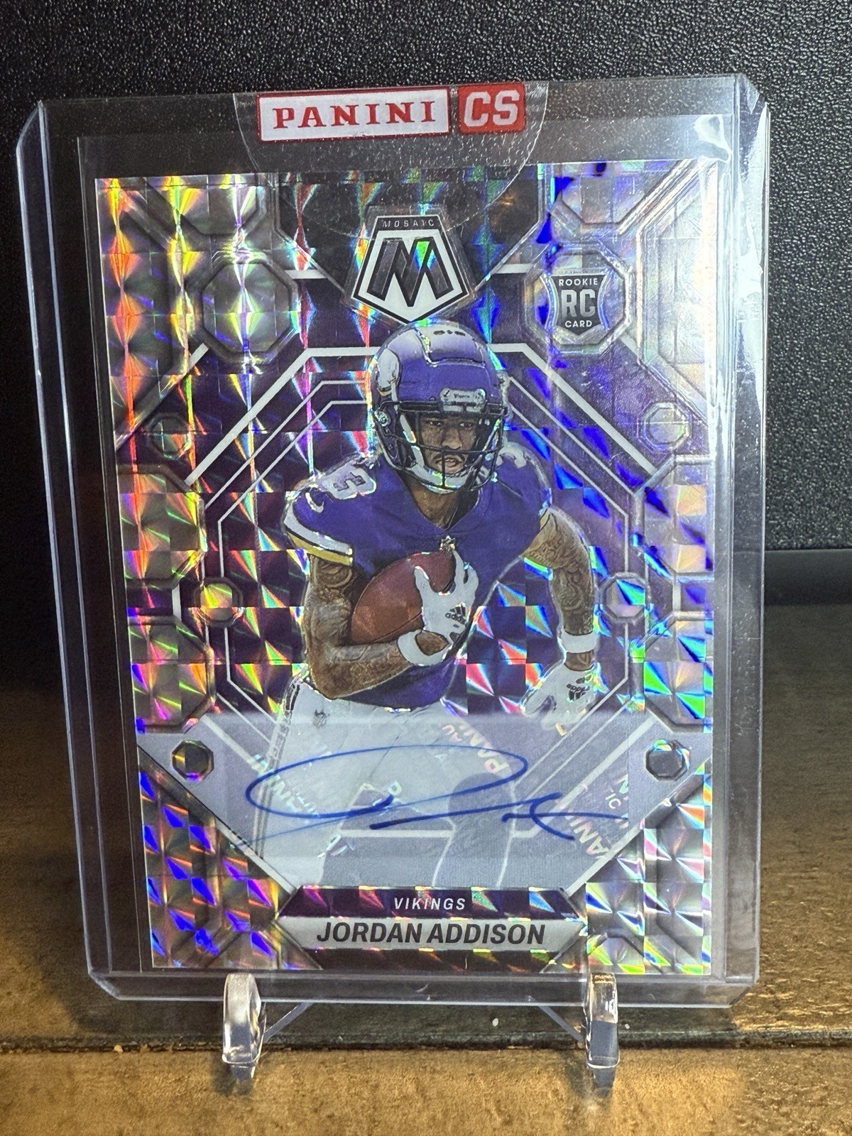 2023 Panini Mosaic Jordan Addison Rookie Silver Prizm Auto #337