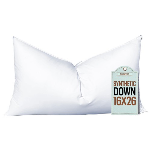 Synthetic Down Pillow Insert - 16x26 Down Alternative Pillow, Ultra Soft, Lar...