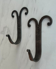 Cintre grand crochet style vintage en fer forgé à la main pour manteau chapea...