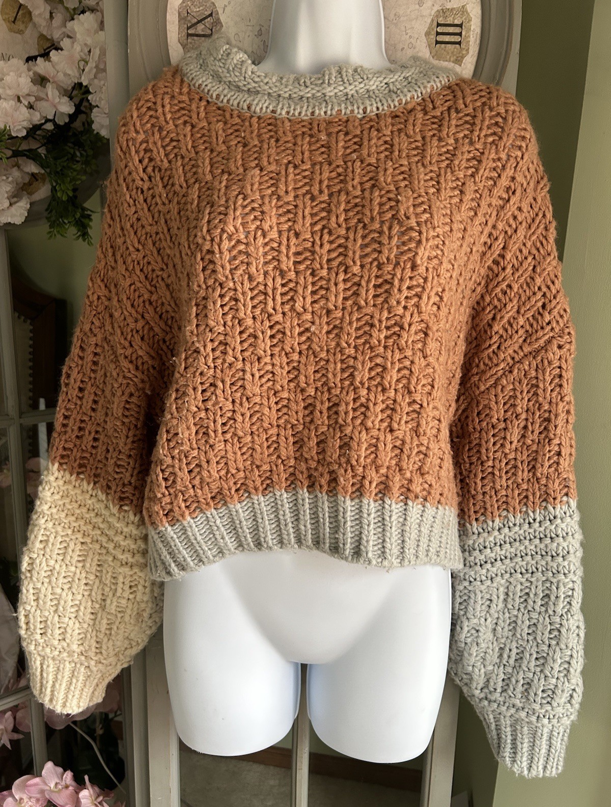 UNIVERSAL THREAD Cable Chunky Knit Colorblock Swe… - image 1