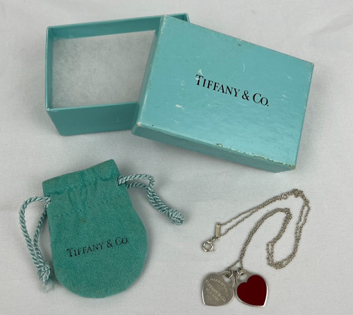 Tiffany & Co Return To Tiffany Double SMALL Red Heart Tag Necklace