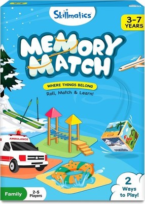 Skillmatics Memory Match Bild Würfelspiel 2 bis 5 Spieler Alter 3-7 Familienspiel Set