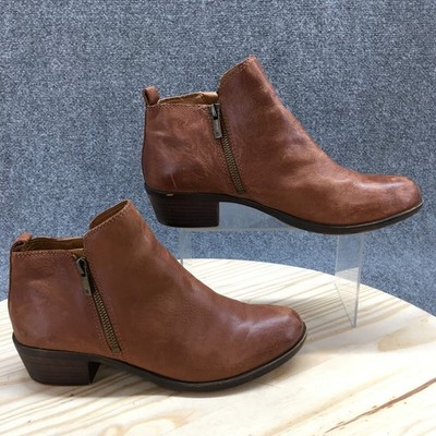 Lucky Brand Boots Womens 10 M Basel Ankle Booties Brown Leather Zip Heels  Almond - Main Image