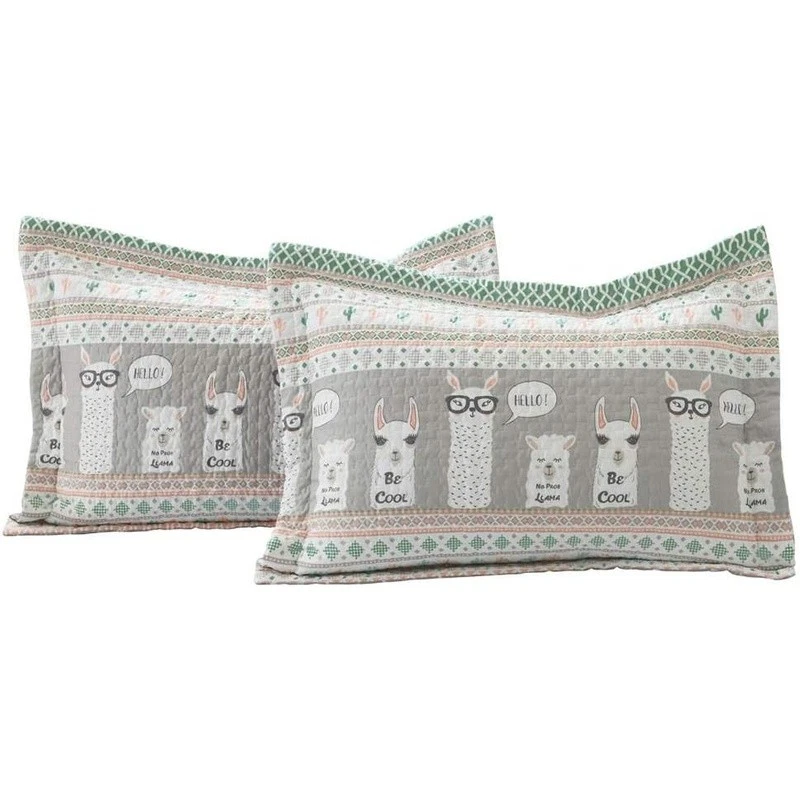 Playful Llama Stripe Daybed Bedding Set W/ Comforter Bed Skirt Pillow Shams New - Image 3 of 4