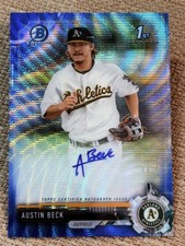 2017 Bowman Chrome 1st BLUE WAVE REFRACTOR PROSPECT ROOKIE AUTO Austin Beck /150