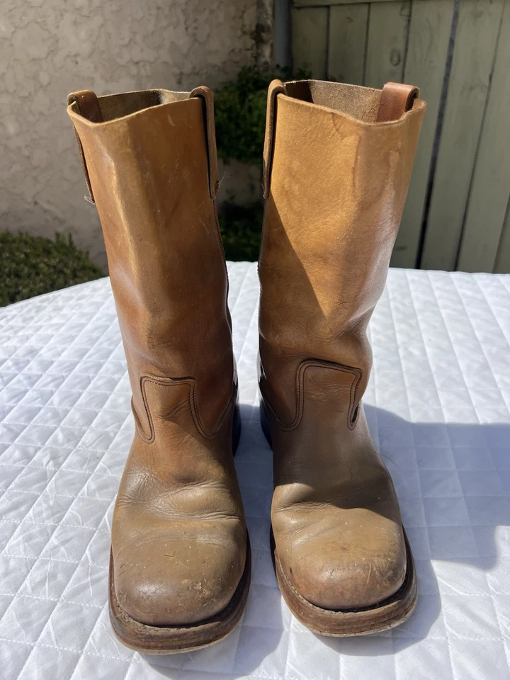 Vintage Early Cats Paw Heels Campus Pull On Boots Sz 8 D Leather Made In Korea - Image 3 of 4