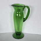 Blenko Style Hand-blown Emerald Green Glass Pitcher