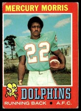 1971 Topps Football Card Mercury Morris RC Miami Dolphins #91 VG-EX