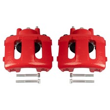 TRQ Front Brake Caliper Set Painted Red Brackets Compatible with 1990-2001 Jeep 