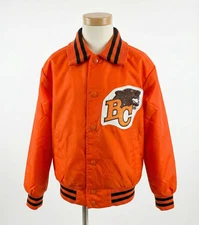 Vintage BC Lions CFL Jacket Youth Medium Orange Satin Bomber Varsity 70s 80s