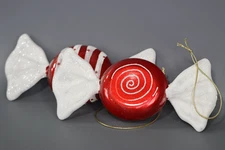 Vickerman 7"  Red-White Flat Candy Christmas Ornament  2ct