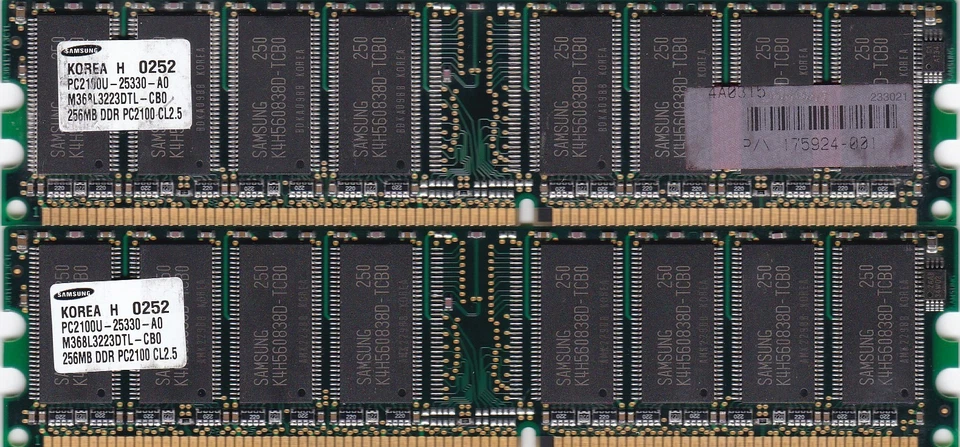 512MB 2x256MB PC2100 DDR-266 SAMSUNG M368L3223DTL-CB0 HP 175924-001 RAM KIT DDR1 - Image 2 of 4