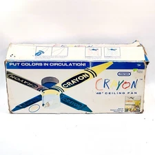 RARE VTG 90’S ENCON CRAYON 4 BLADE CEILING FAN KIDS BEDROOM 48" - NEW OPEN BOX!