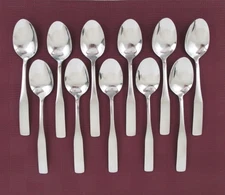 Cambridge Madison set of 11 oval soup spoons stainless steel flatware dinner