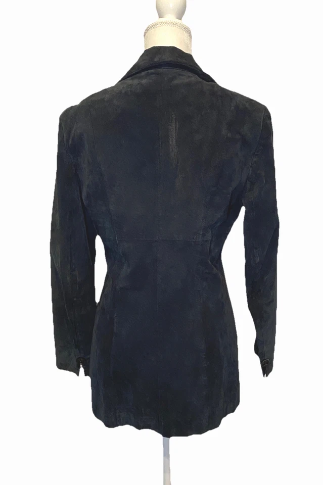 Chaqueta Blazer Bebe Vintage Gamuza Negra 100% Cuero Talla S Clásica 4 Botones Foto 4 de 4