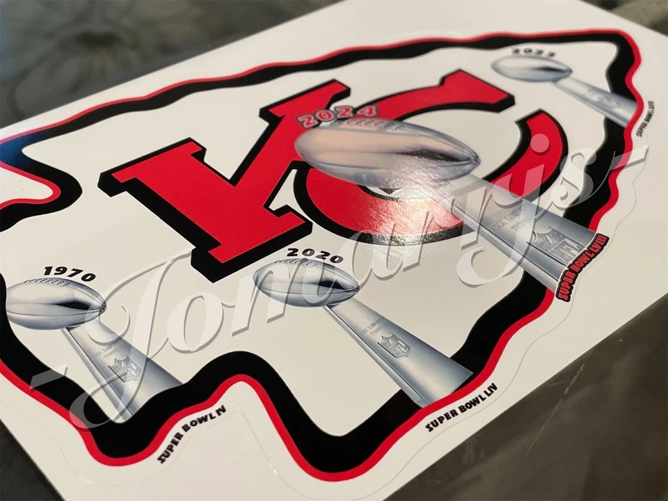 Calcomanía personalizada de los Kansas City Chiefs "Trofeos" 2024 Campeones NFL Super Bowl LVIII Foto 2 de 4
