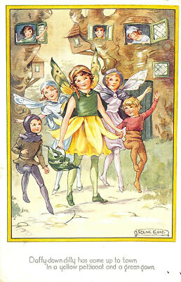 Daffy-down-dilly Flower Fairies Rene Cloke Artist Postcard Copy