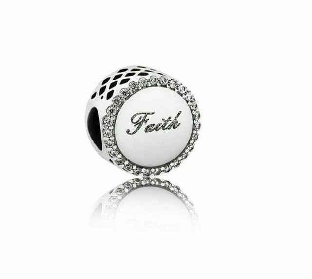 Authentic Pandora S925 ALE Faith Cross ENG792016CZ2 Charm Bead w/suede