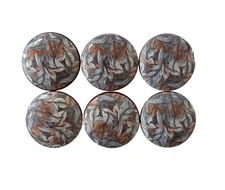 Cabinet and Drawer Knobs, Set of 6 Brown and Gray Foliage Wood Cabinet Knobs