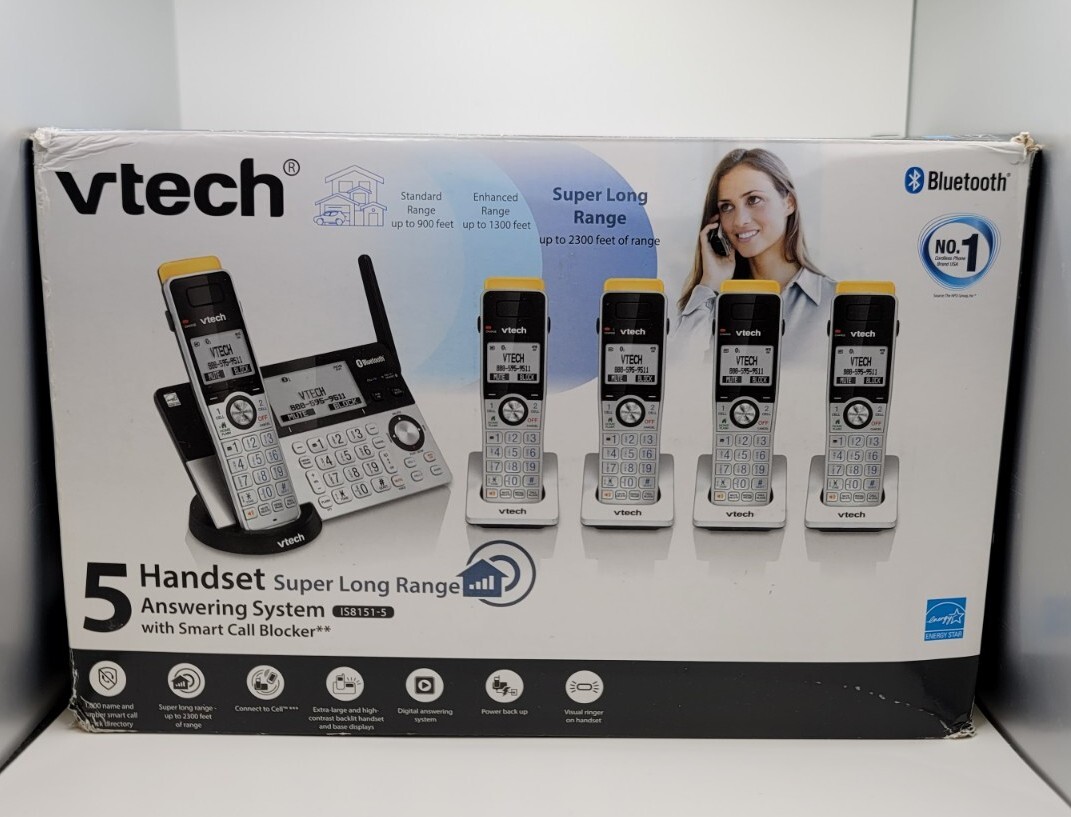 VTech IS8151-5 Super Long Range 5 Handset DECT 6.0 Cordless Phone