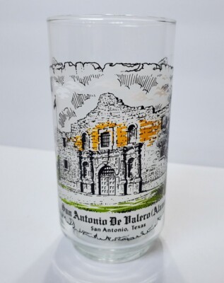 Vintage 1970 s COCA COLA Glass Mission Series TEXAS San Antonio De Valero ALAMO