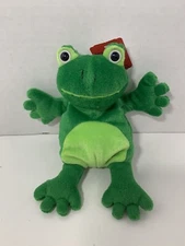small plush green vintage frog beanbag 1998 G.A.C. Jellybean Factory tag
