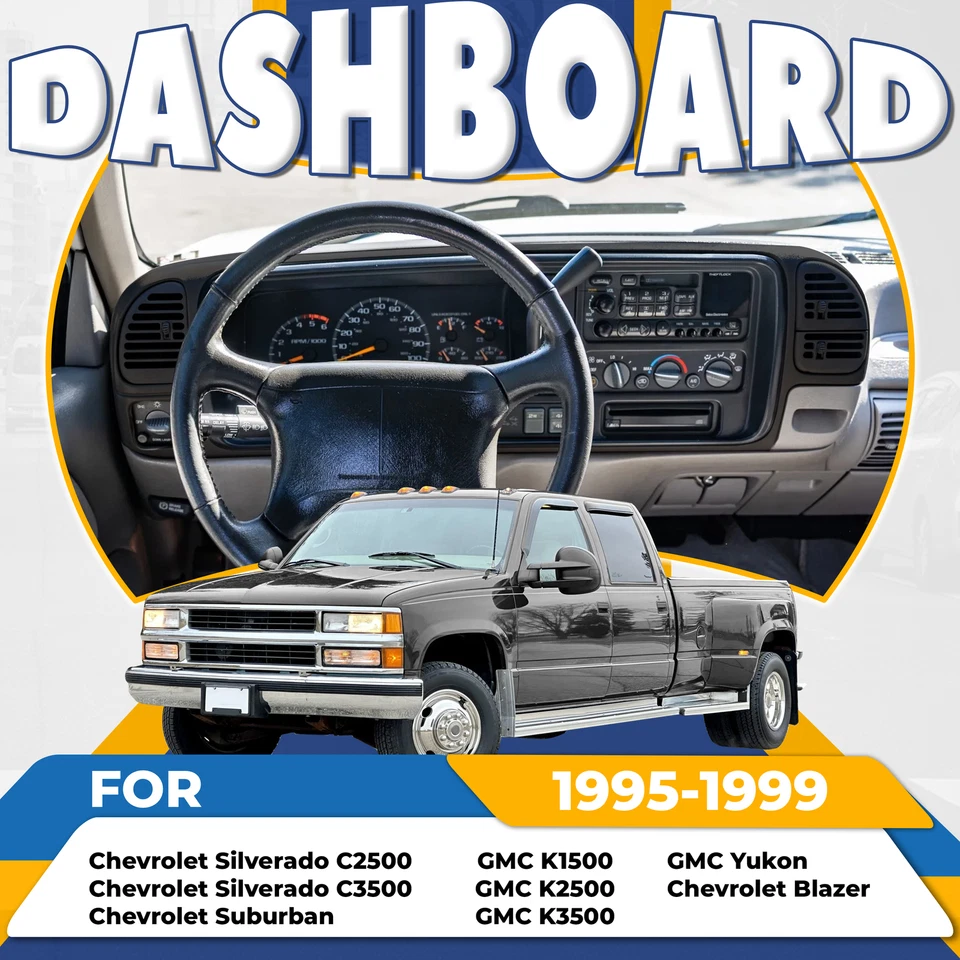 Black Dash Bezel Double Din Fit For Chevy GMC Trucks / SUVs 1995-2002 Dashboard Foto 3 de 4