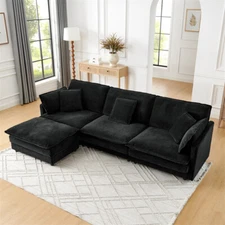 4 Seater L-Shaped Sectional Sofa Couches Oversized Comfy Couch Sofa with Ottoman