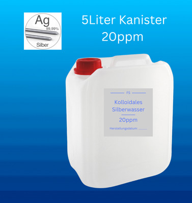 Kolloidales Silber (Silberwasser) 5000ml, 20ppm, hochrein, hochkonzentriert!!!
